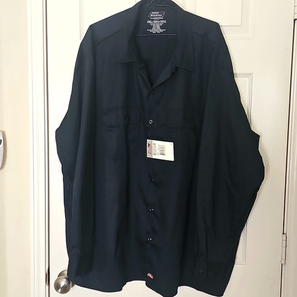 NWT Men's Dickies Temp Control Essential Long Sleeved Work Shirt 3XL Navy Blue - Picture 6 of 11
